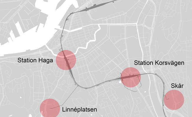 Karta som visar var konsten för Planksidan finns i Göteborg.