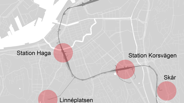 Karta som visar var konsten för Planksidan finns i Göteborg.